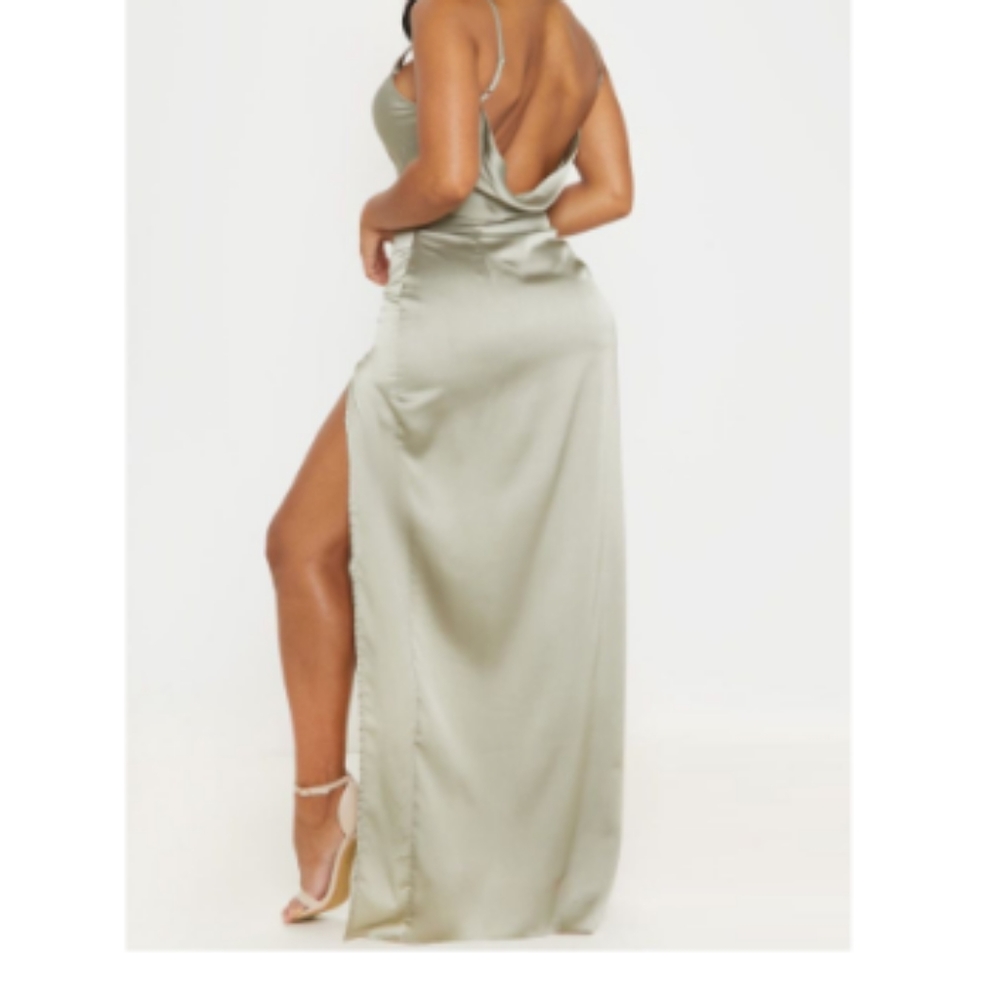 Sage green satin dress